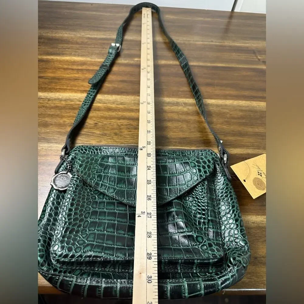 NWT Patricia Nash Emerald 10th Anniversary‎ Crossbody Bag Croc Leather Top-Zip